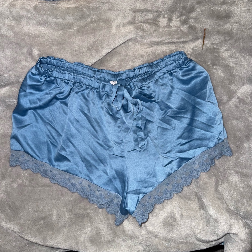 Women's Satin Sleep Shorts in Blue